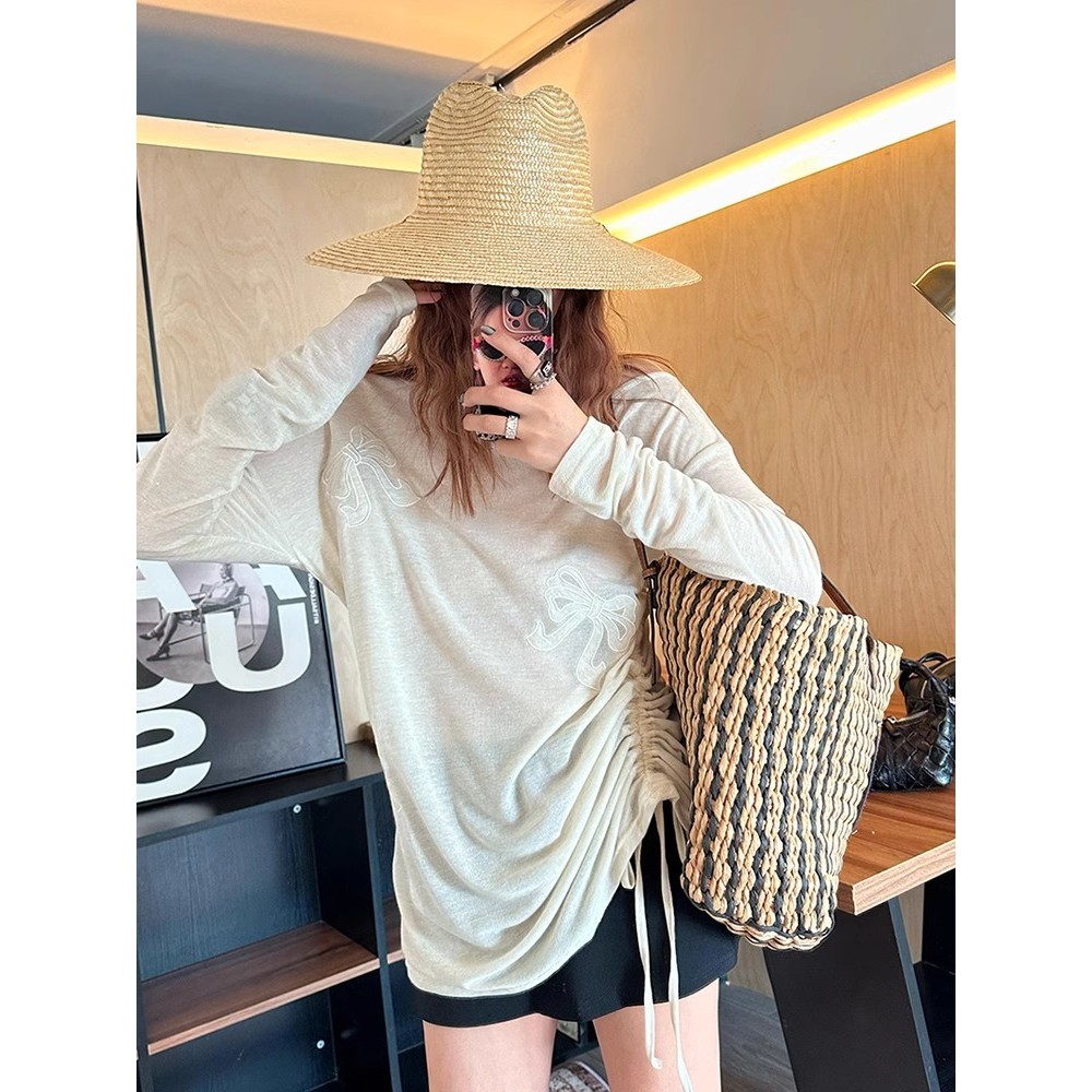 SUXI Áo thun dài tay đơn giản dành cho nữ, phù hợp mùa hè 260414