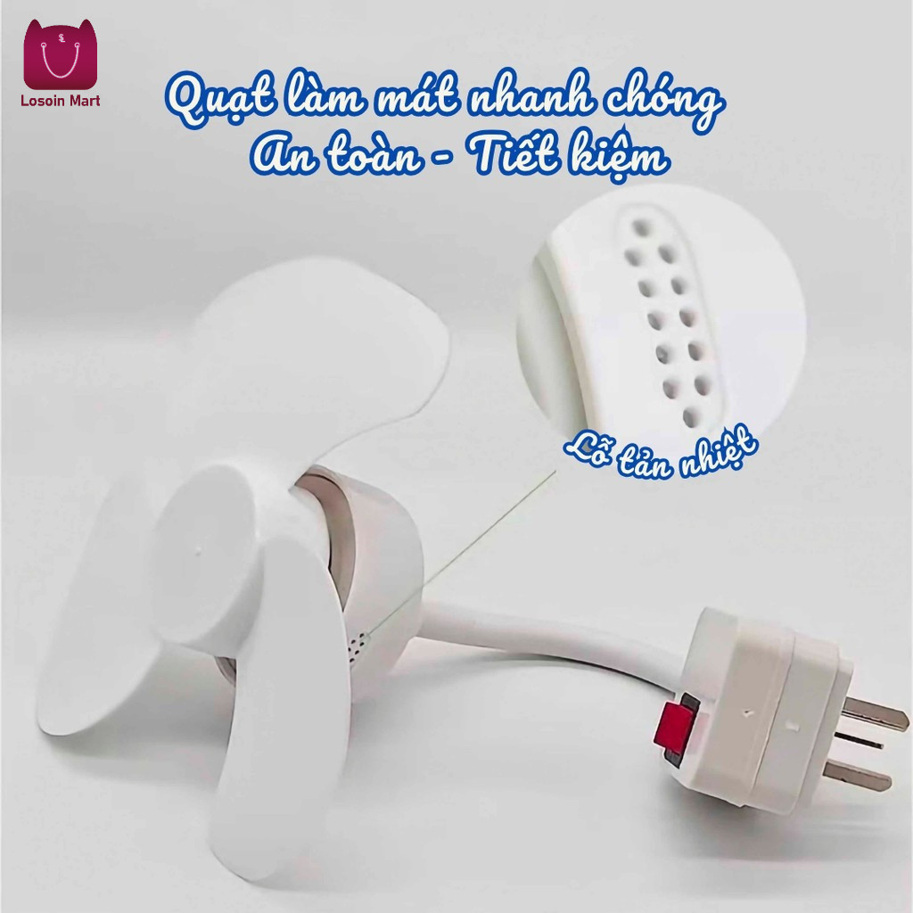 Quạt mini treo tường có đui gắn đèn E27, quạt mini gia dụng, hoạt động êm ái với lưu lượng gió mạnh, an toàn và bền bỉ.