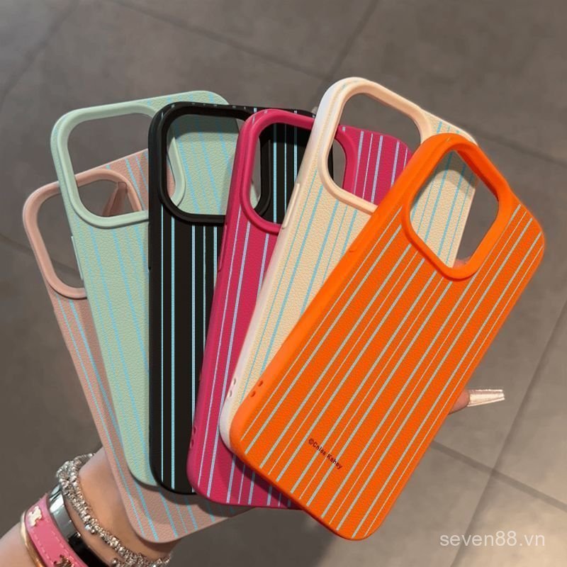 Ốp Điện Thoại Thích Hợp Cho iPhone XS XR XSMAX 11 12 13 14 15 16 17 Pro max Plus Giả Không Khí Họa Tiết Da Nguyên Bản Sọc Tươi Vỏ Bảo Vệ Chống Sốc Bao Gồm Tất Cả JYB5