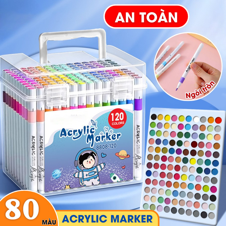 Bút Vẽ Markers Màu Acrylic Đa Dạng 12/24/36 Màu - Bút Đánh Dấu Sáng Tạo Cho Học Sinh Vẽ Tranh