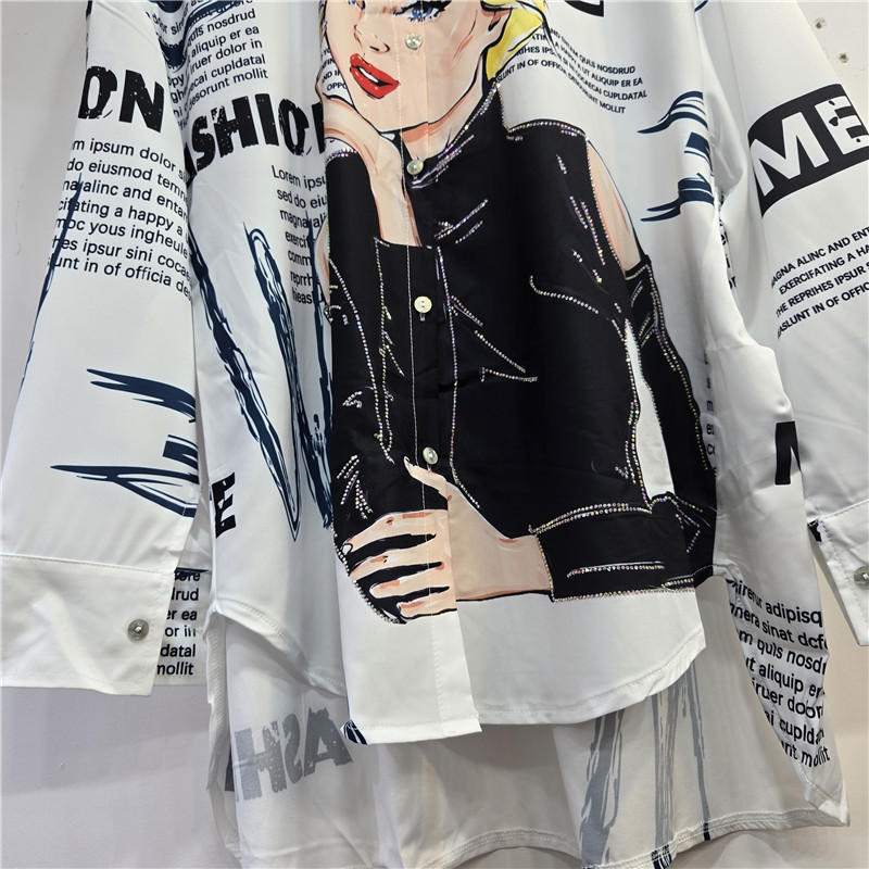 Áo Streetwear Công Nghiệp Nặng, In Chữ Nóng và Thiết Kế Kim Cương Nổi Bật Phù Hợp Mọi Vóc Dáng