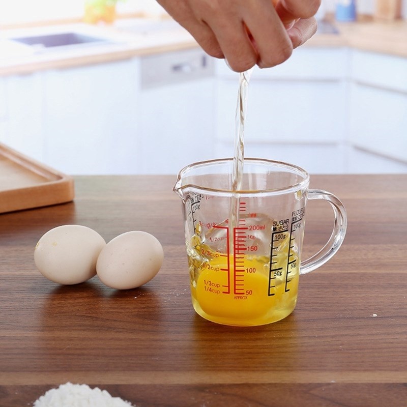 Cốc đo thủy tinh Borosilicate an toàn cho lò vi sóng COO có dấu đo rõ ràng Cốc đo để nướng và nấu ăn