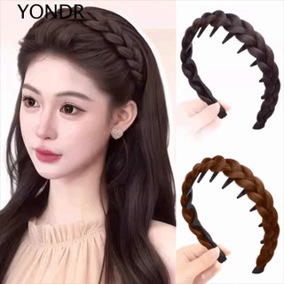 Dây buộc tóc bện xương cá YONDR, Dây buộc tóc bện tổng hợp thủ công, Mũ nón dài chống trượt phong cách Hàn Quốc Vòng đầu cổ điển dành cho nữ