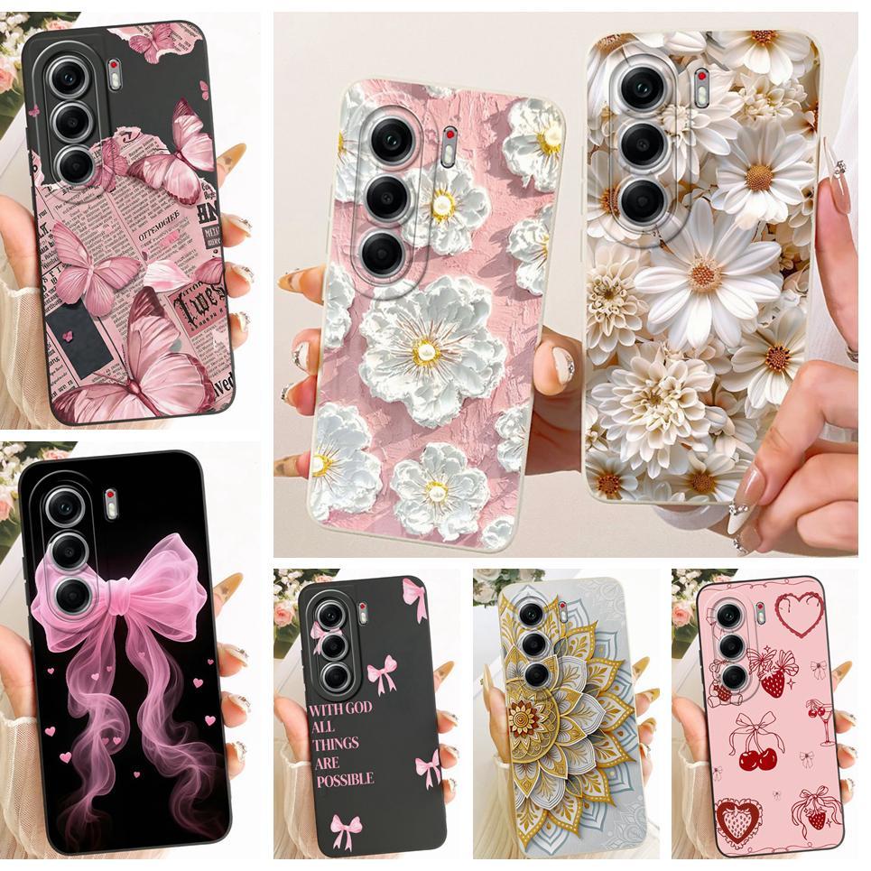 Dành Cho Tecno Camon 40 40Pro 4G 5G CM5 CM6 CM7 Ốp Điện Thoại Hoa Cúc Hoa Bướm Nơ Họa Tiết Vỏ Silicon Lỏng Ốp Lưng
