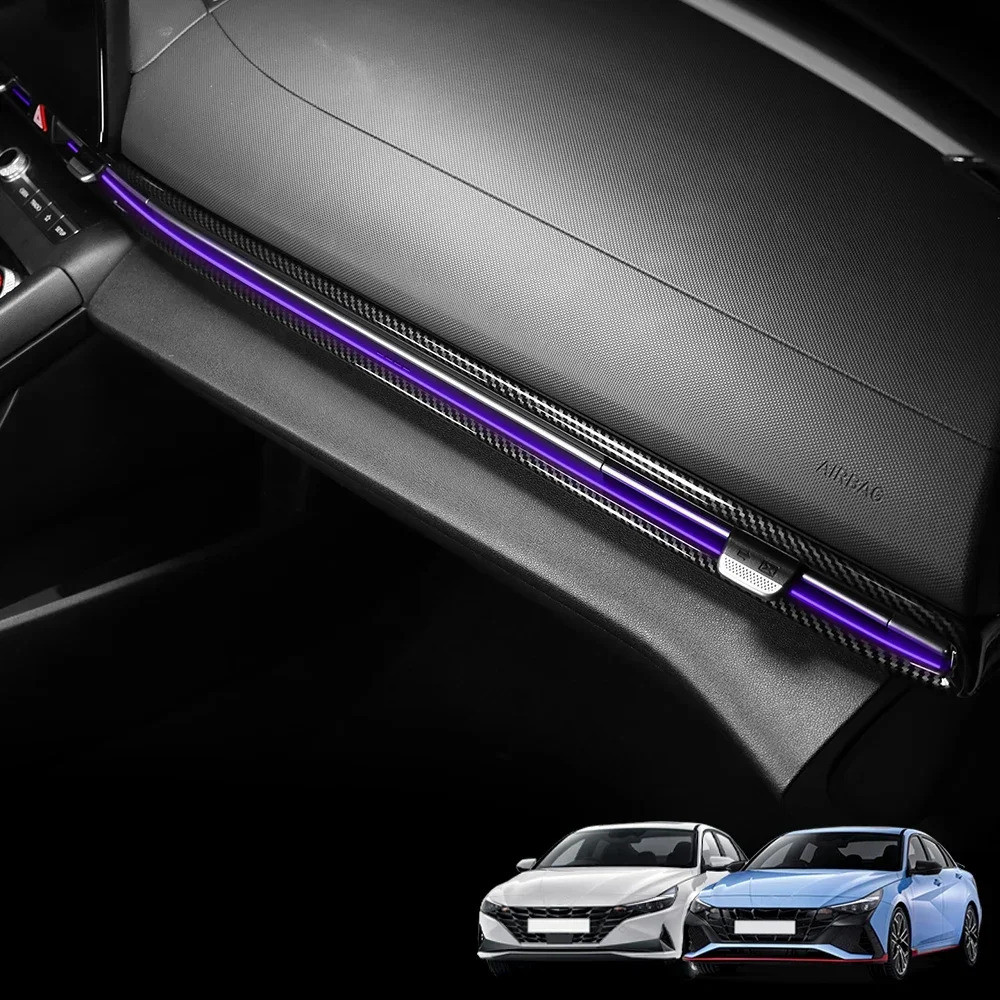 Bảng Điều Khiển Màu Đỏ Giữa Điều Hòa Thông Hơi Bao Viền Nội Thất Ô Tô Cho Xe Hyundai Elantra CN7 / CN7 N Line 2021-2025 Phụ Kiện