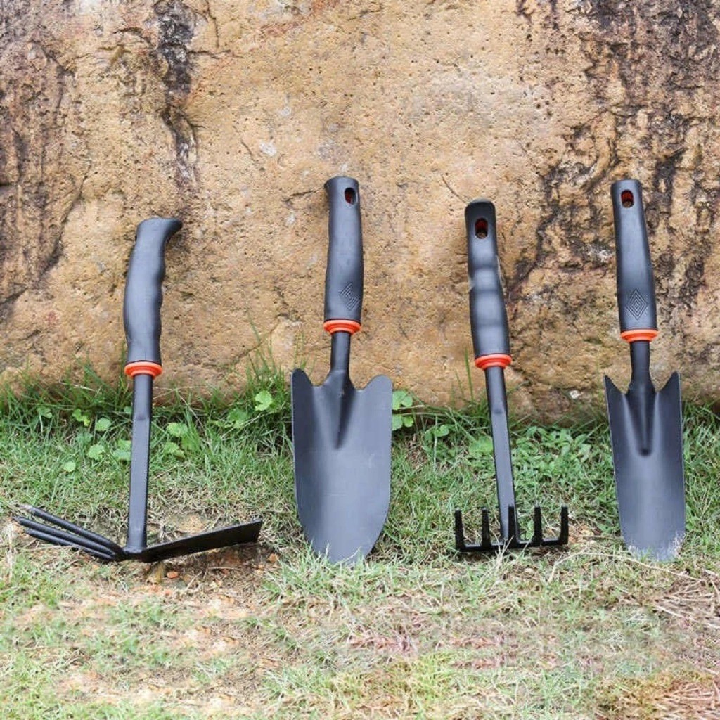 Bộ 4 món dụng cụ làm vườn tay cầm bọc cao su chắc chắn, siêu tiện dụng Dụng cụ Làm Vườn Trồng Cây