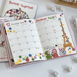 RISEDOT 2026 Planner, Sách chương trình nghị sự trang bên trong màu sắc Coco Girl, Quà tặng DIY với lịch Hẹn Sách Đồ dùng học tập
