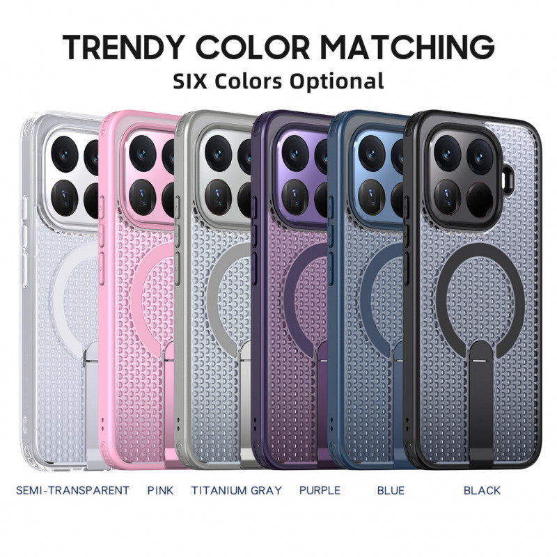 Ốp Lưng Cho Xiaomi 15T Pro 15T 14T Pro 14T Poco F7 M6 Pro M6 Plus Poco C71 C75 X7 Pro Rỗng Tản Nhiệt Ẩn Giá Đỡ Từ Tính Không Dây Sạc