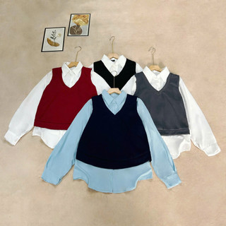 Set 2 Món Bigsize Nữ Somi Tay Dài Phối Ghile Cá Tính Năng Động Cho Chubby SM20+A335