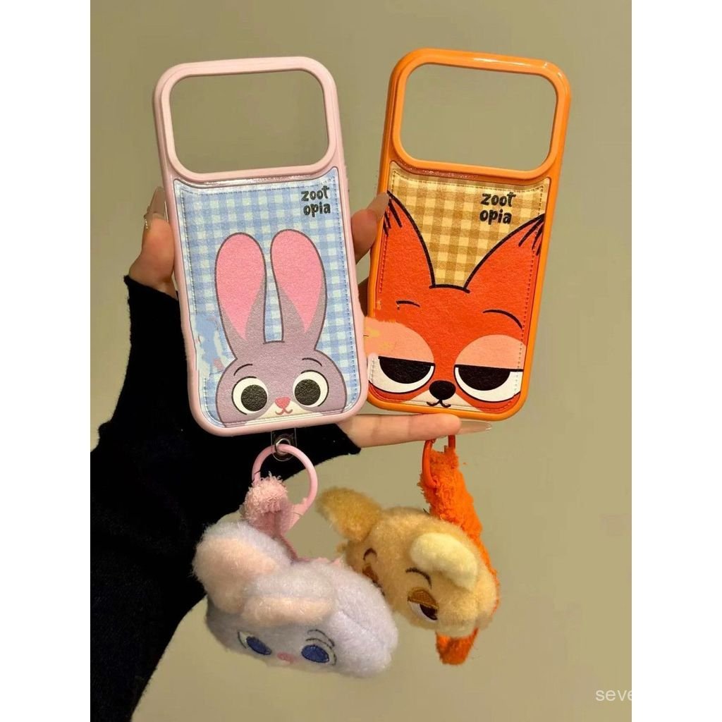 Ốp Điện Thoại Thích Hợp Cho iPhone X XS XR XSMAX 11 12 13 14 15 16 17 Pro max Plus Air Phiên Bản Q Dễ Thương Kẻ Sọc Mặt Lớn Judy Nick Chain Vỏ Bảo Vệ Chống Sốc Chống Sốc Bao Gồm Tất Cả ZNAK