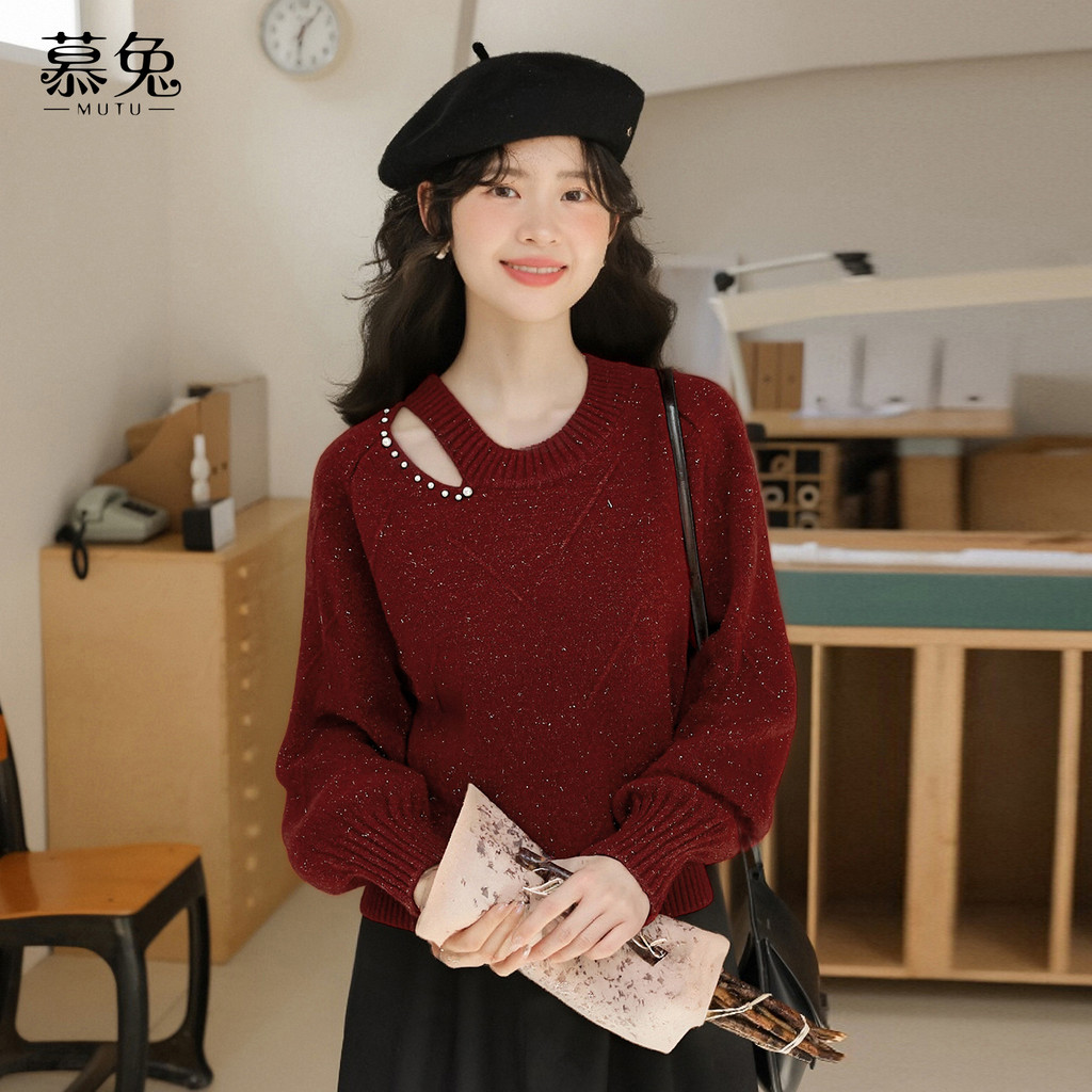 Mutu Áo Len Chui Đầu Công Nghiệp Nặng Đính Hạt, Phong Cách Mới Sang Trọng cho Mùa Đông