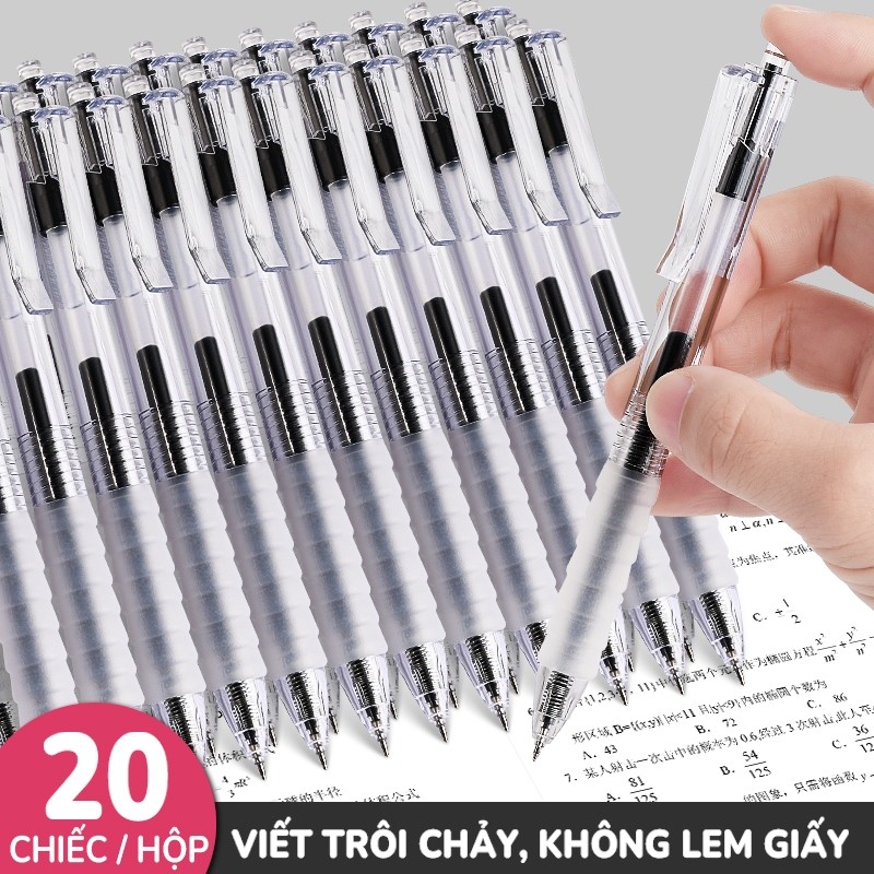 Bút bi bấm dụng cụ học tập ngòi 0.5mm, bút gel mực nước viết trơn tru, màu đẹp, mực khô nhanh tiện lợi khi sử dụng