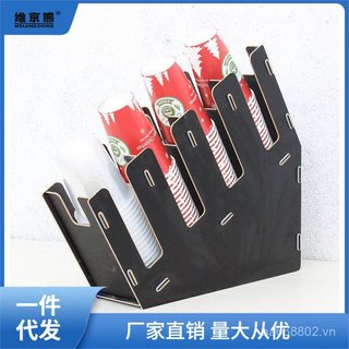 Dùng Một Lần Giá Đỡ Cốc Giấy Đựng Trà Sữa Cửa Hàng Đựng Cốc Để Bàn Lưu Trữ Kệ Vị Trí Cốc Shihuai Woodless FRGP