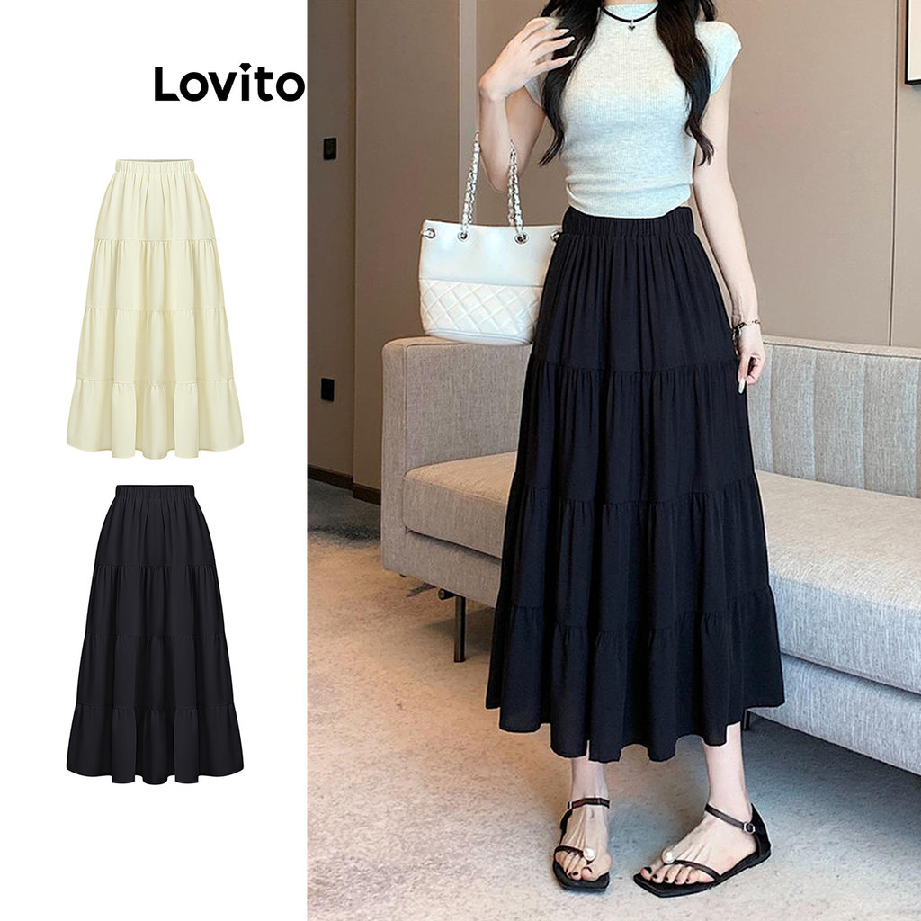 Lovito Váy thường ngày Váy có dây cấu trúc trơn Váy rách cho nữ ...