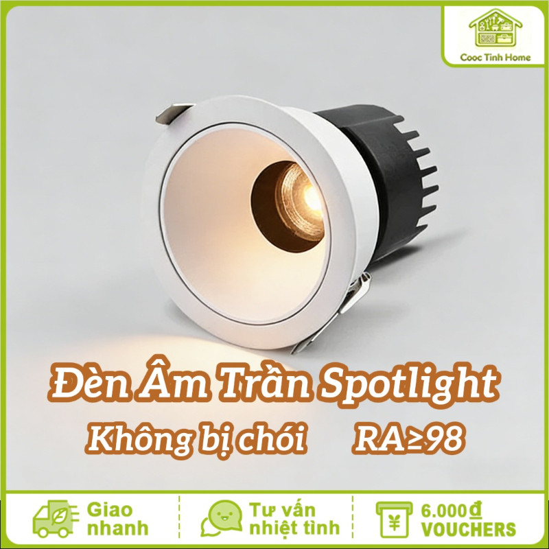 Đèn Âm Trần Spotlight Chống Chói Cao Cấp CRI≥98 Ánh Sáng 3 Màu 7W-16W Cho Phòng Khách Lắp Âm Trần Đơn Giản