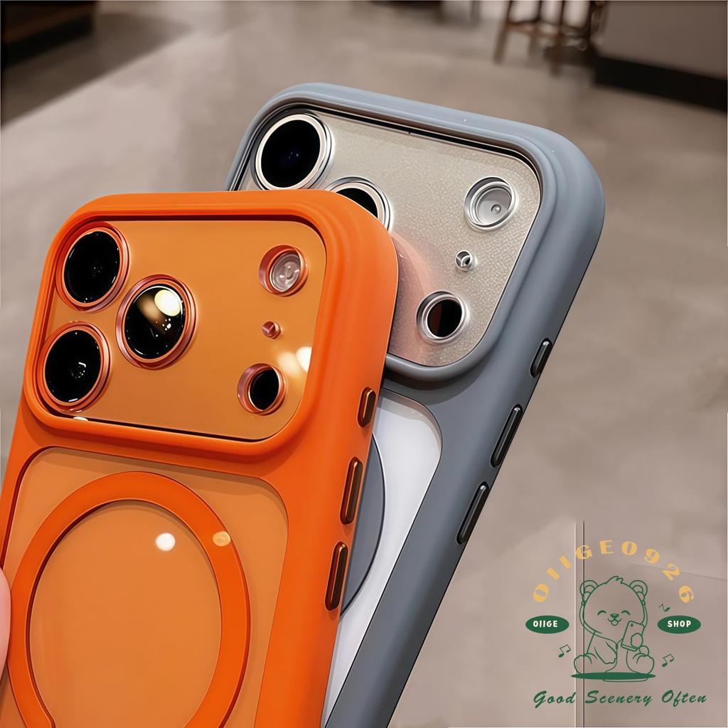 【 Ốp lưng iPhone17 】 Vỏ điện thoại từ tính lỏng chống rơi màu cam iphone17 Pro Max 16 15 cho vỏ iPhone Vỏ mềm silicon TPU chống sốc