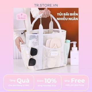 Túi Tote Lưới Đa Năng Cho Hồ Bơi/Bãi Biển - Nhiều Ngăn Ngoài, Nhanh Khô, Thoát Cát/Nước