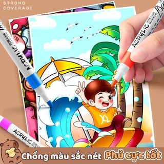 Bút Màu Acrylic Marker Cho Học Sinh Bộ Màu Chống Thấm Nước, Ngòi Bút Mềm Không Lem, Hoàn Hảo Để Vẽ Tranh Sáng Tạo