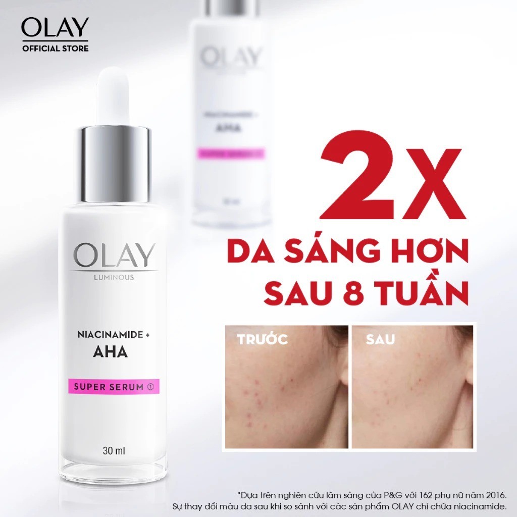 Kem Dưỡng Ẩm + Super Serum OLAY LUMINOUS NIACINAMIDE AHA Sáng Da, Mờ Thâm Mụn (50G + 30ML)