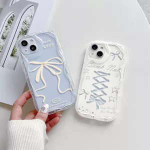 Ốp lưng trong suốt gợn sóng kem cho OPPO A3X A5i A96 A95 A93 A77S A76 A74 A60 A58 A57 A54 A53 A38 A33 A18 A17K A16K A15S A7 A5S A3S F11 Reno 5 Motif Yellow Bowknot DPCE342 & DPCE343