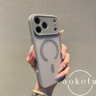 Thích hợp cho iPhone 17AIR iPhone ốp lưng 16pm kết cấu da mờ chống vân tay 15pl hút từ 14proMax cao cấp 13 lỗ chống rơi