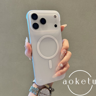 Thích hợp cho vỏ điện thoại iPhone 17 Promax, túi nửa lỗ lớn mờ nhẹ Apple 16 Pro không viền, tản nhiệt đơn giản 17air, vỏ cứng từ tính 15
