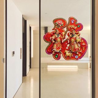 Cửa Thần Vệ Sinh Bảo Vệ Nhà Fu Nhân Vật Miếng Dán Tường Cửa Sổ Cửa Đôi Cửa Hành Lang Lối Vào Cửa Tân Gia Tự Dính