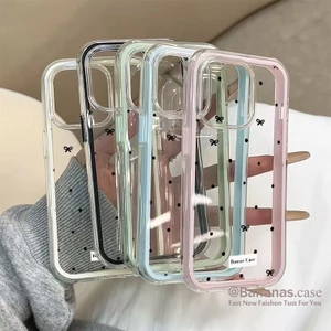 Ốp điện thoại mềm nơ đen đơn giản dễ thương cho iPhone 17 16 15 14 13 12 11 Pro Max