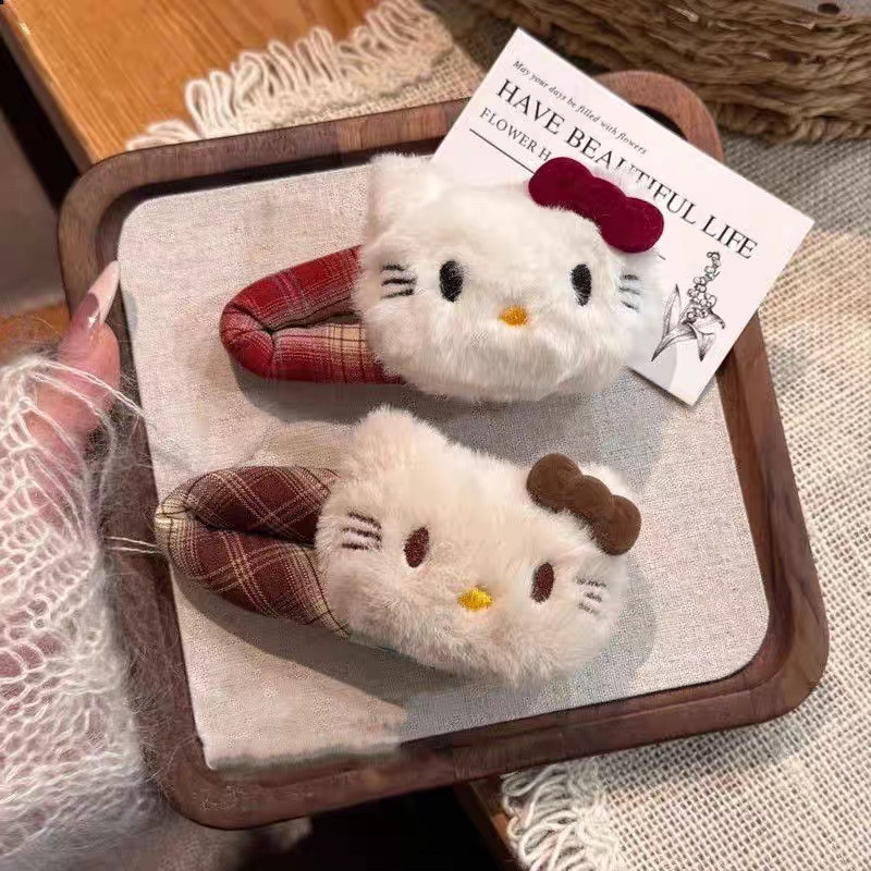 Kẹp Tóc Hình Kitty Kẻ Sọc Ngọt Ngào, Phụ Kiện Thời Trang Cho Tóc