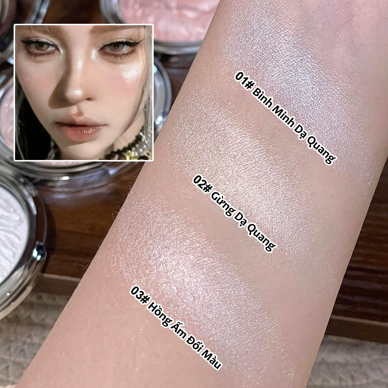 Phấn trang điểm độ bóng cao Highlighter phấn bắt sáng lấp lánh Đường viền mặt lâu trôi để sử