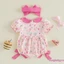 Bé Gái Sinh Nhật Mùa Hè Áo Liền Quần Bánh Bóng In Hình Tay Ngắn Cổ Búp Bê Jumpsuit Có Băng Đô Bộ