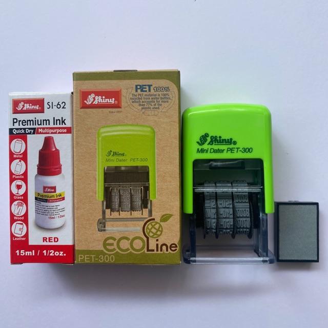 Combo con dấu ngày tháng năm Shiny Pet 300 và hộp mực chuyên dụng đóng lên mọi chất liệu