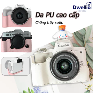 Bao da máy ảnh cho Canon R50 M50 Fuji XT30, da PU chống trầy, đế nam châm, lắp đặt đơn giản