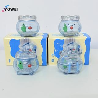 YOWEI 1 Cái Trang Trí Máy Tính Để Bàn Mini Trong Suốt Cá Vàng Tank Jun Biểu Hiện Hộp Mù Kawaii Mini Hình Quà Tặng Bất Ngờ VN