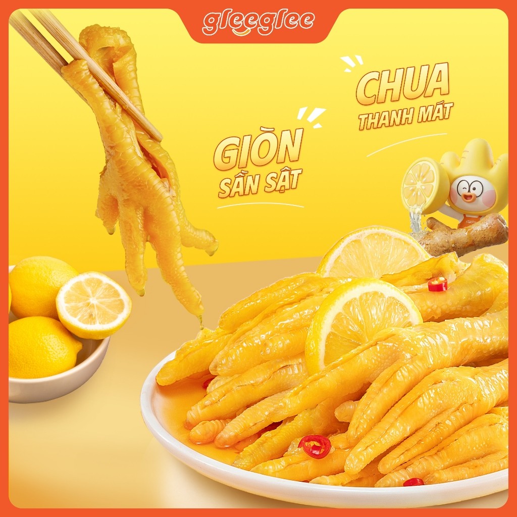 Combo Chân Gà Rút Xương GleeGlee Vị CHANH 21g Tỉ lệ >98% Sạch Xương Ăn Liền Tiện Lợi Chuẩn ISO 22000