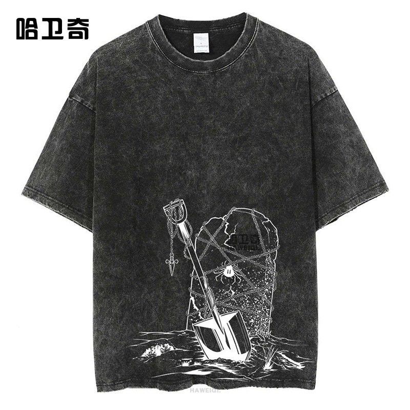 Áo Thun Ngắn Tay Hunter X Hunter Phối Họa Tiết Retro, Hợp Thời Trang Với Phụ Kiện Hip-Hop