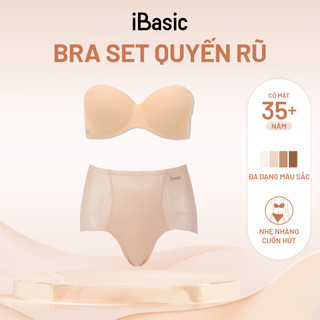 Bộ đồ lót nữ iBasic áo ngực không dây có gọng cup ngang và quần gen bụng lưng cao PK069 + P-GEN022