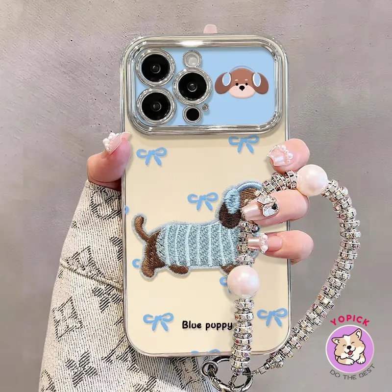Ốp điện thoại hình chó nơ cho iphone17 16 15pro ốp cửa sổ lớn 14 13 12 11 7Plus X XS Xsmax siêu đẹp và độc đáo Vỏ ống kính trọn gói DDSC