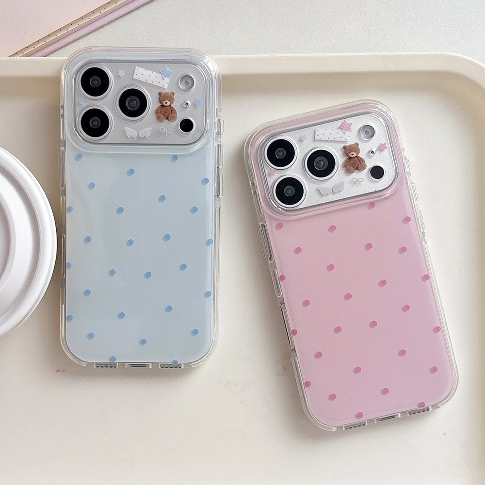 Ốp Điện Thoại Acrylic Gấu Chấm Cho iPhone 17 Pro Max 16 15 Pro Max Vỏ Bảo Vệ Chống Sốc