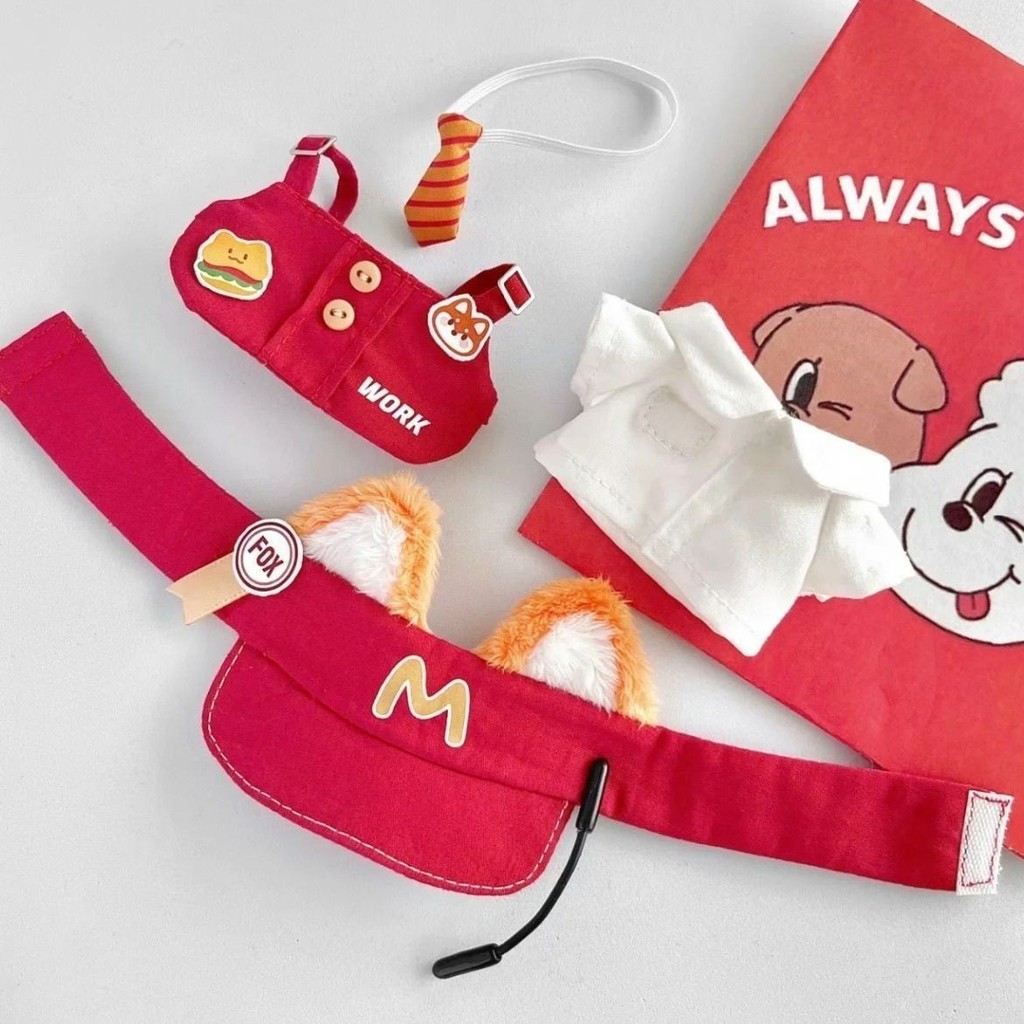 Quần áo búp bê Cotton 10cm Áo sơ mi McDonald 's Sling Hat Set Quần áo trẻ em Hoạt hình dễ thương Phụ kiện búp bê