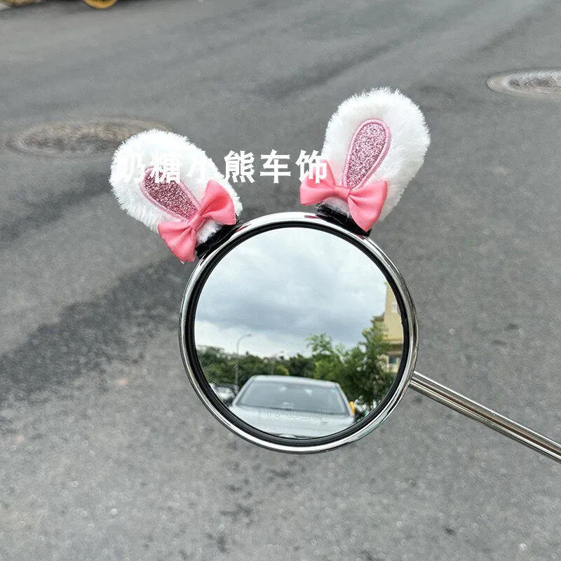 Gương Chiếu Hậu Miếng Dán Thỏ Xe Máy Miếng Dán Điện Loại Bỏ Sang Trọng Tai Mũ Bảo Hiểm Búp Bê Thỏ Trang Trí Cung Nhanh Ma Thuật