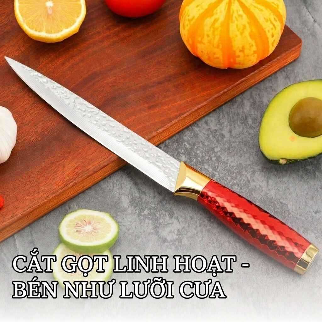 Dao Cắt Thịt Gọt Hoa Quả Mặt Gương Thép Không Gỉ Lưỡi Sắc Bén Dụng Cụ Nhà Bếp Cao Cấp