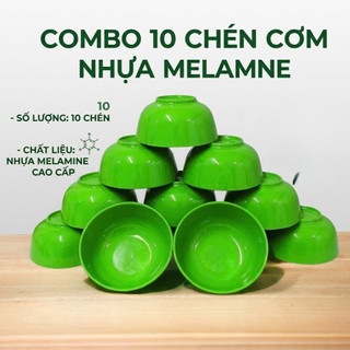 Combo 10 Chén ăn cơm nhựa melamine nhiều màu không vỡ loại tốt - Phương Trang