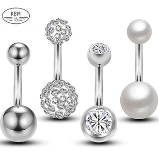 KBM 14G Nhẫn Rốn Ngọc Trai Pha Lê - FSSG