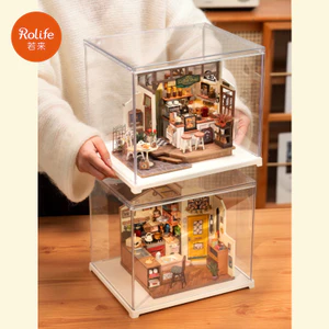 Rolife DIY Nhà Búp Bê Chống Bụi Hiển Thị Ốp Lưng Trong Suốt Acrylic Như Hộp Bảo Quản Đồ Chơi Trang Trí Nhà Tổ Chức VQRH