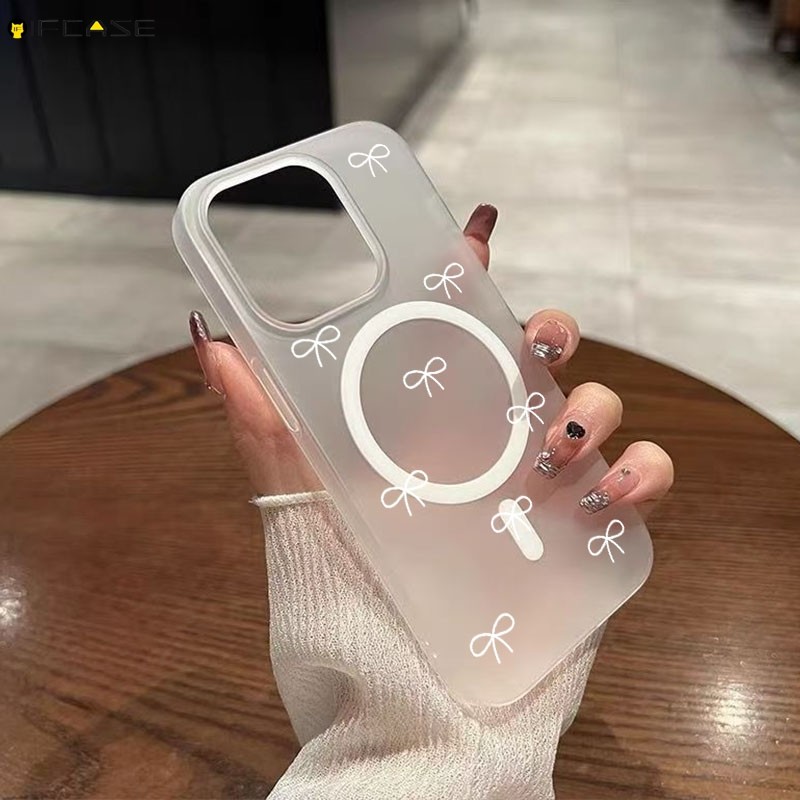 Dành Cho Samsung Galaxy A17 A16 A07 A06 A05 A05s A57 A56 A36 A26 A54 A37 A34 A55 A35 A25 A15 A14 M15 F15 Ốp Điện Thoại Từ Tính Thanh Lịch Đen Trắng Nơ Nơ Dễ Thương Vỏ Cứng