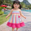 Váy bé gái 2 dây hàn quốc cao cấp cầu vồng hình thỏ dễ thương 8-20kg, đầm bé gái xòe phối bèo cho bé 1–5 tuổi