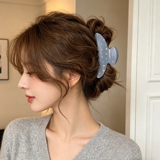 Kẹp tóc cá mập màu xanh với họa tiết ngôi sao, phụ kiện tóc nữ thời trang
