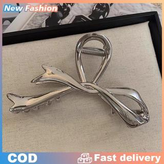 2023 bạc kim loại Bow Knot cá mập Claw tóc Clip đa năng mũ nón trang trí