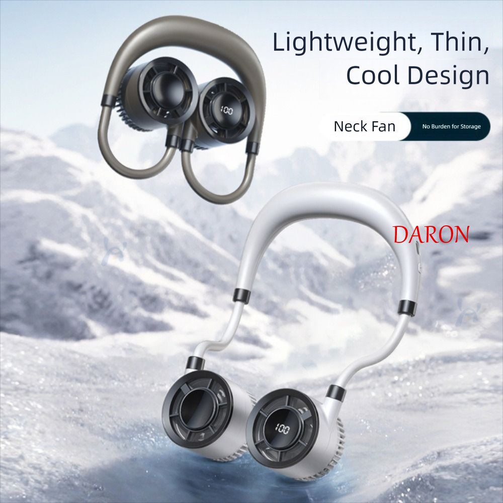 Quạt treo cổ DARON, Quạt di động có thể gập lại siêu yên tĩnh gió mạnh, Máy điều hòa cá nhân An toàn đa chức năng 4 tốc độ Quạt rảnh tay có thể điều chỉnh Đi bộ đường dài